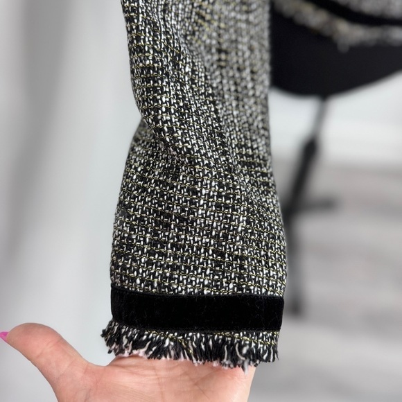 Melrose with Love Twill Black White Pearl Buttons Padded Shoulders Blazer (M) - Picture 5 of 11